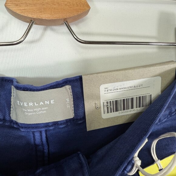 Everlane The Way High Straight Leg Organic Cotton Jean Coal Blue Tall 27T - Picture 6 of 7
